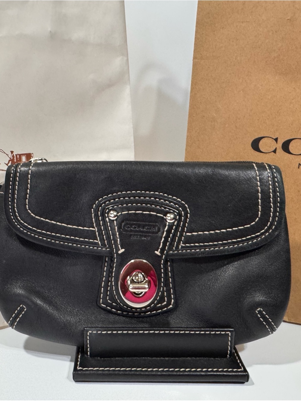Coach Legacy Y2K Turnlock Leather Wristlet